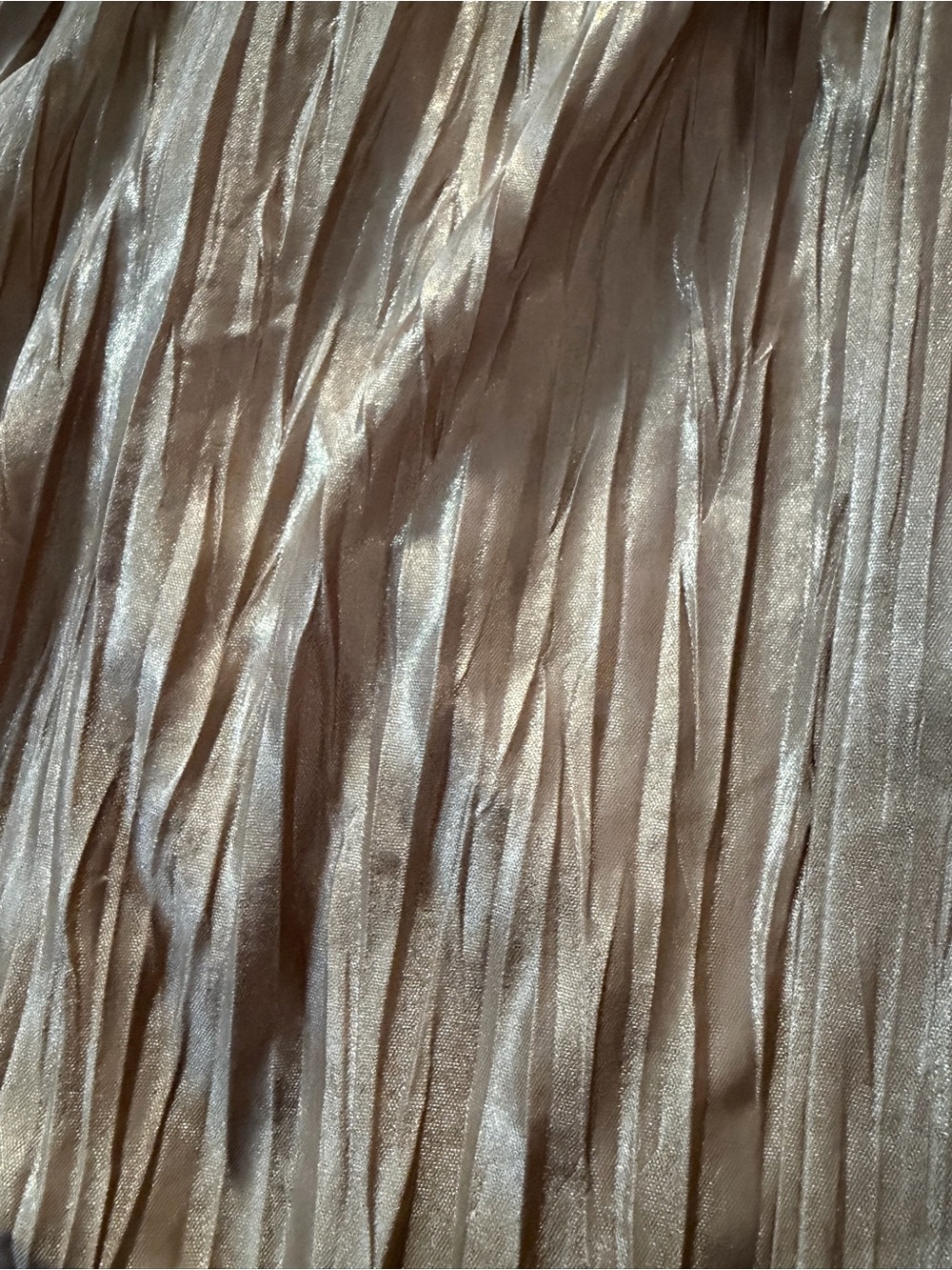 BCX Metallic Pleated Spaghetti Strap Mini Dress in Champagne - Picture 3 of 4